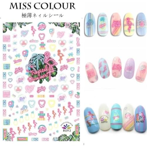 5pcs Colorful Nail Sticker cute Nail art Transfer 3D tape Decal Manicure design pattern watermark stick