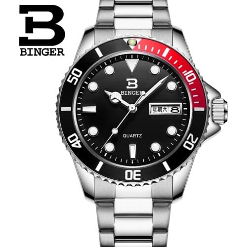 BINGER Men Watch Luxury Brand Quartz Watches Steel Waterproof Clockmontre Homme Military Sport Watches For Men Clock B-9203M