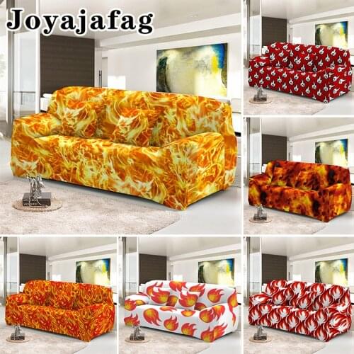 Abstract Fire Design Sofa Cover1/2/3/4 Seater Elastic Washable Corner Couch Covers Stretch Slipcover For Living Room Hotel