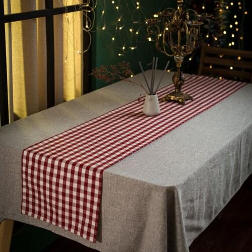 Red Plaid Table Runner Double Side Table Cover Waterproof Table Decoration Gold Table Protection Wedding Christmas Decor
