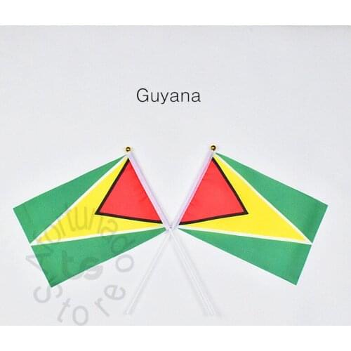 Guyana 14*21cm 10pieces Banner flag for meet Parade party Hand waving National Flag Guyana