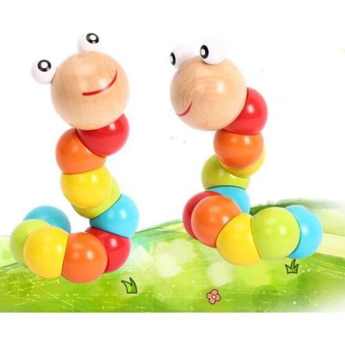 Early Educational Toys Colorful Worm Wooden Puzzles Baby Training Fingers Twisting Play Imagination Children Game Gifts