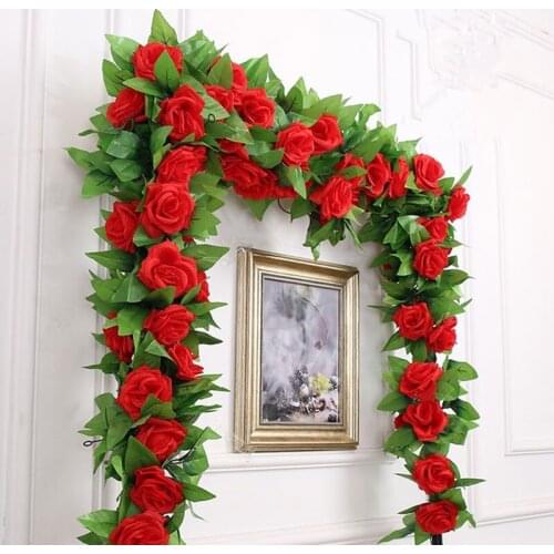 250cm artificial flower ivy vine home wedding decoration rose fake flower vine rope diy hanging silk flower