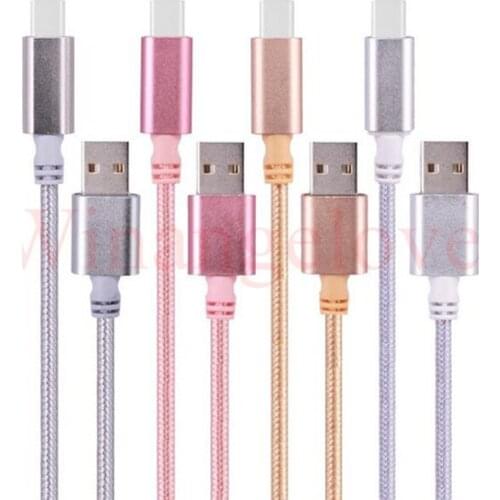 1m Aluminum Braided USB C Type C Data charger cable accessory bundles for Nokia N1 for LETV 1 Tablet for Macbook