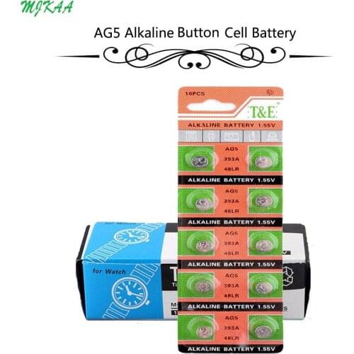 200Pcs=20Card AG5 LR754 393 Button Batteries SR754 193 Cell Coin Alkaline Battery 1.55V 393A 48LR G5A For Watch Toys Remote