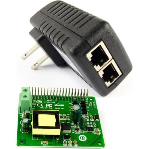 DSLRKIT Gigabit Raspberry Pi 4 4B 3B+ 3B Plus PoE Kit (20W HAT+ Injector) Power Over Ethernet IEEE802.3at DC 5V 4A PoE