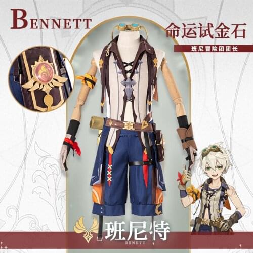 Genshin Impact Bennett Cosplay Costume Game Clothing Set Men Tops Shorts Accessories Halloween Costume Cosplay Costumes