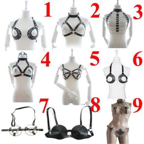 Leather Harness Sexy Open Bra Top,BDSM Restraints Strap,Womens Breast Bondage,Sex Toys For Couples