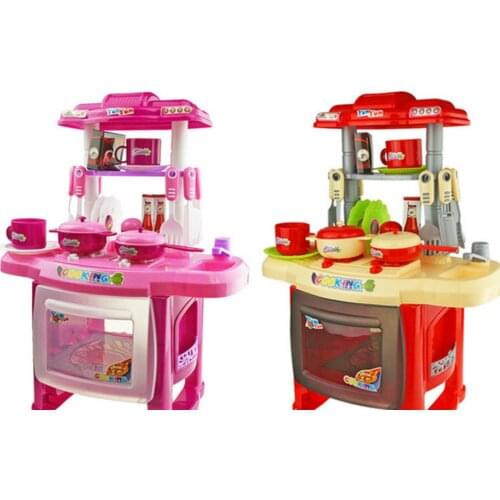 Kitchen Toys Imitated Chef Light Music Pretend Cooking Food Play Dinnerware Set Safe Cute Children Girl Toy Gift Fun Girls Game