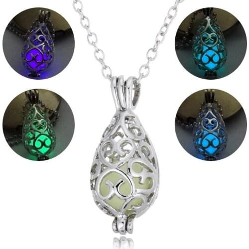 Fashion Personality Openable Hollow Out Luminous Necklace Star Water Drop Pendant Woman All-Match Jewelry Gift