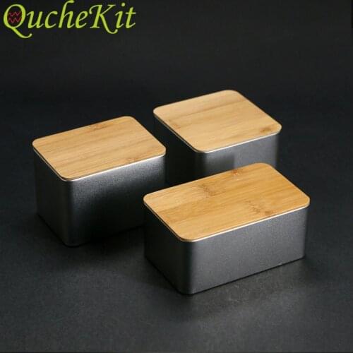 Small Vintage Metal Storage Box With Wood Lid Money Coin Candy Key Packaging Box Tea Cans Kitchen Food Containers Organizer