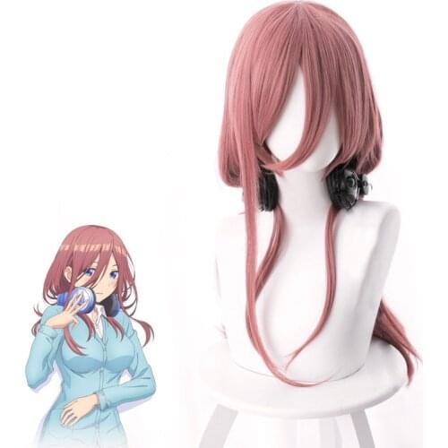 Fifth Equal Flowers To Marry Bride Nakano Sanjiu Taro Powder Long Bangs Cos Wig Anime Cosplay Game Female Perform Hair Wig 60CM