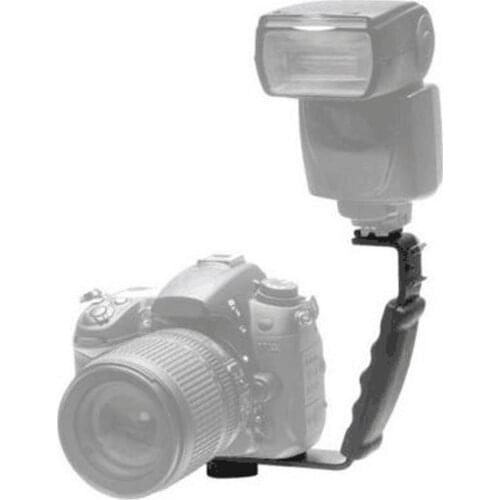 Camera Stand L-shaped Angle 2 Shoe Flash Bracket DV Bracket Tray Dual Hot Shoe Flash Bracket for DSLR Camera Camcorders
