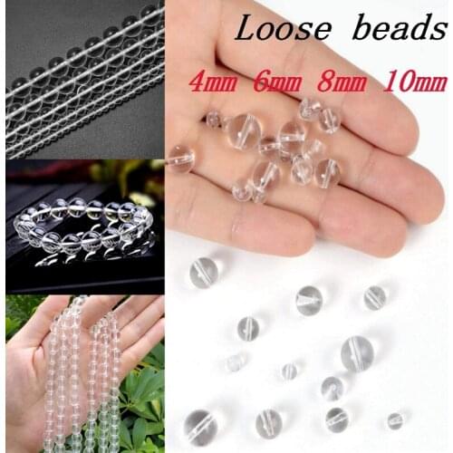 Clear Crystal Loose Beads Natural Gemstone Smooth Round for Jewelry Making