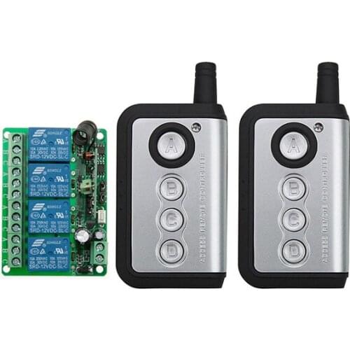 NEW DC12V 10A 4CH Radio Controller RF Wireless Relay Remote Control Switch 315 MHZ 433 MHZ Transmitter + Receiver /lamp/ window