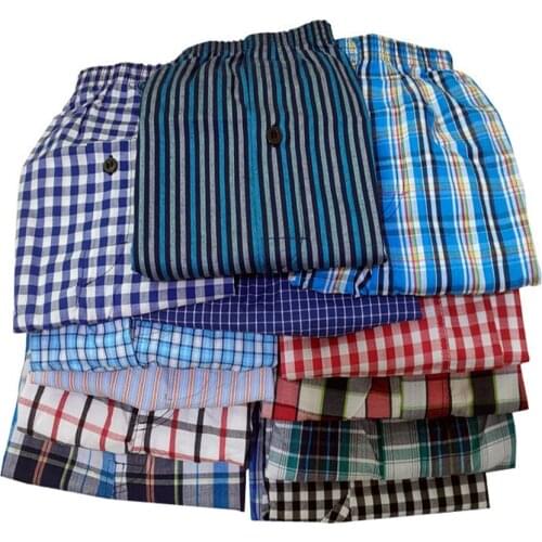 10pcs/lot 6XL Male Underwear Plaid Men Boxers Cotton Loose Woven Boxer Comfortable Family Underpants Man Home Panties Shorts