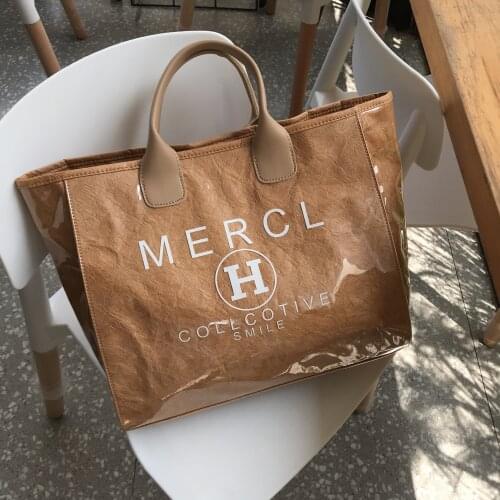 New womens handbags in spring PVC tote bags street fashion letters large-capacity sandwich handbags bag for women