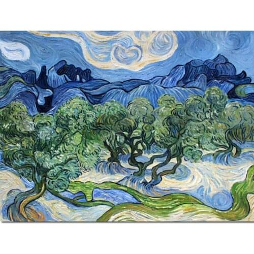 Paintings by Vincent Van Gogh Olive Trees with the Alpilles in the Background ART wall art Hand painted High quality