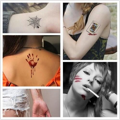 Waterproof Temporary Tattoo Sticker 3D tiger paw wound Spider web Halloween tatto stickers flash tatoo fake tattoos for men