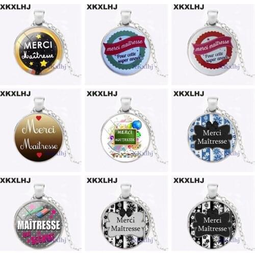XKXLHJ Hot Merci Maitresse Glass Cabochon Men And Women Necklace Classic School Jewelry Necklace Pendant