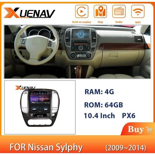 XUENAV 10.4 Inch Android System Auto Car Stereo For-Nissan SYLPHY 2005-2012 Car GPS Navigation 2 Din Android DVD Player