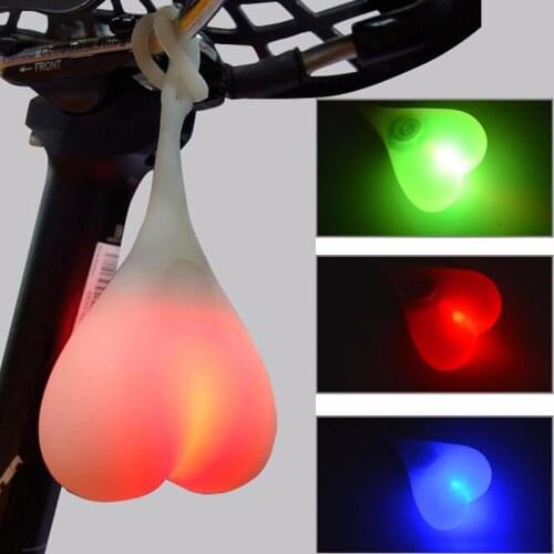 Red Blue Colorful Heart Shape Bike Light Cycling Balls Tail Waterproof Silicone Bicycle Taillight Rear Warning Led Lights
