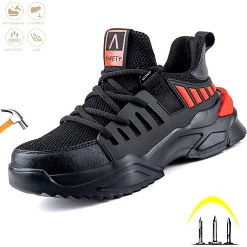 Safety Shoes Mens Fashion Anti-smashing Non-slip Steel Toe Cap Work Boot Industrial Comfort Breathable Working Sneakers