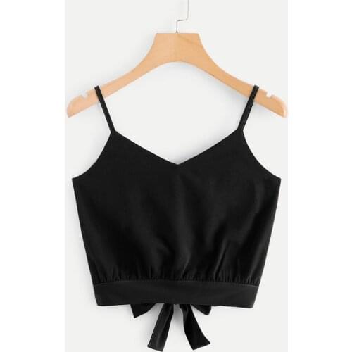 Women Chiffon Tank Vest Camisole Sleeveless Sling Crop Tops Fashion Solid Color Bow Surround Camis Female Streetwear Vest #T5P