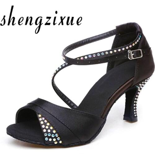 WUXIJIAO Latin dancing shoes female sandals square dance shoes adult soft bottom dance shoes diamond competition performance