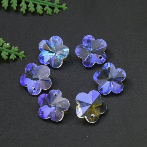 10PC Fire Polished AB Color Plum Blossom Flower Crystal Prism Chandelier Suncatcher DIY Jewelry Earrings Pendant Wedding Decor