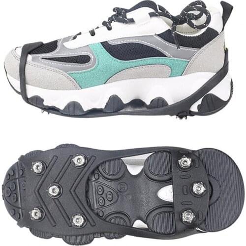 Crampons Shoe Cover 2Pcs 8-tooth Anti-Skid Ice Climbing Shoe Spikes Grips/ Snowshoes Covers Crampons Camping Hiking Accessories