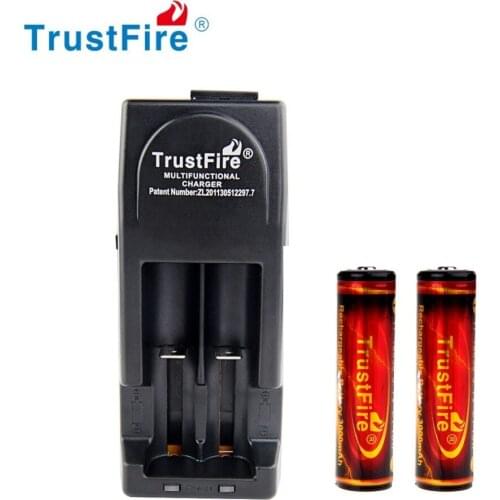2pcs TrustFire 100% original 18650 Battery 3.7v 3000mAh PCB Rechargeable Batteries With TrustFire tr-001 EU Charger