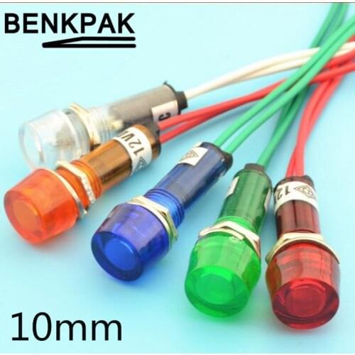 5pcs 10mm Indicator pilot light signal light DC12V AC220V