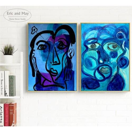 Abstract Face Picasso Art Canvas Art Print Painting Modern Wall Picture For Living Room Home Decor Decorative Posters No Frame
