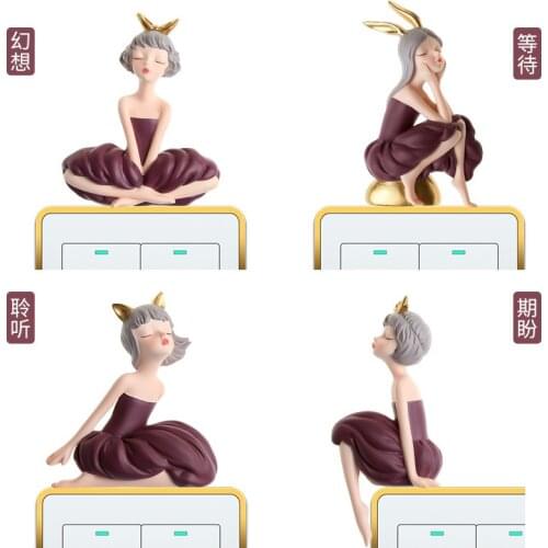 Girl Switch Socket Luminous Stickers Wall Stickers Creative Cartoon Switch Protective Cover Decorative Frame 3D Stereo