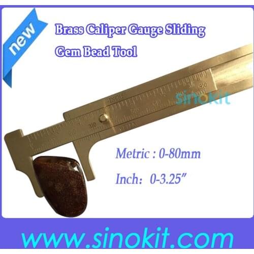 Free Shipping 80mm and 3.25inch 2 In 1Multi Brass Caliper Gauge Sliding Gem Bead Tool Jewelers