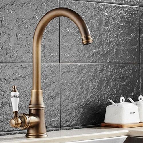 Free shipping Deck mounted solid brass kitchen sink faucet with single handle bronze kitchen faucet of hot cold water faucets