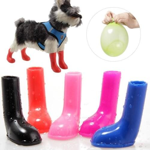 4Pcs Dog Puppy Shoes Waterproof Non Slip Stretchy Pet Protective Rain Boots Waterproof Shoes Puppy Rain Day Wear