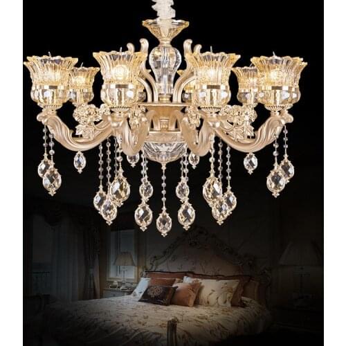 European Luxury Atmospheric Crystal Chandelier Living Room Zinc Alloy French Candle Lamps Led Crystal Chandeliers