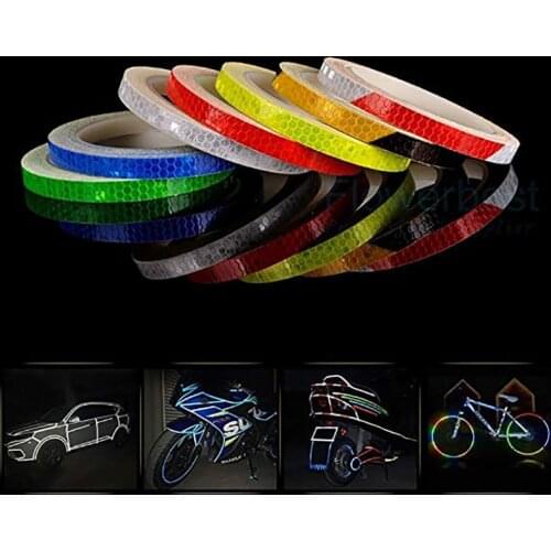 Bike Safety Reflective Tape Fluorescent Warning Lighting Sticker Adhesive Roll Strip for Beautify Bicycle Decoration