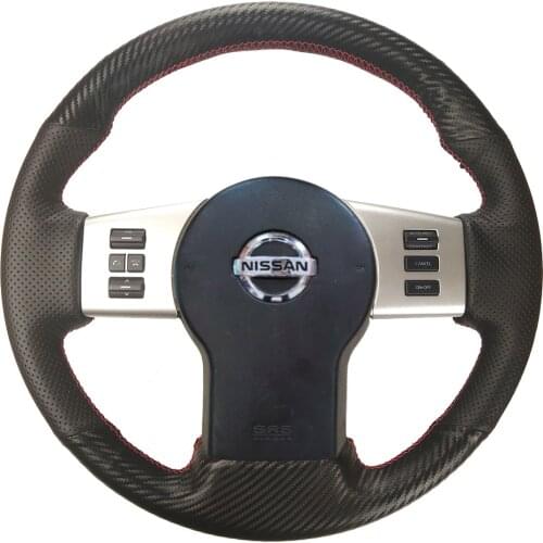 Gloss/Matte Carbon Fiber&Hole Leather Steering Wheel Hand Sewing Wrap Stitch-on Cover Fit For Nissan Xterra/ Pathfinder/Frontier
