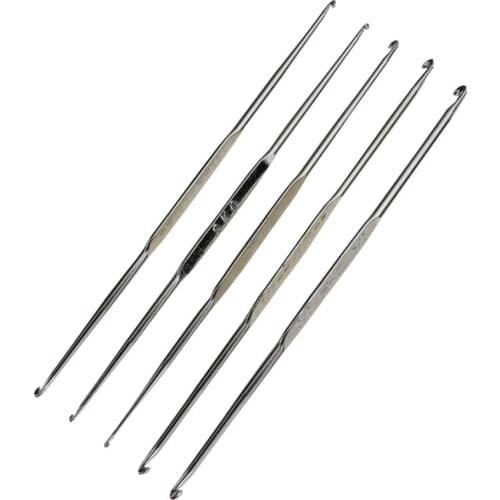 SKC Knitting Tools Metal Silver Double-ended Crochet Hook Double-ended Metal Crochet Lace Crochet Hook