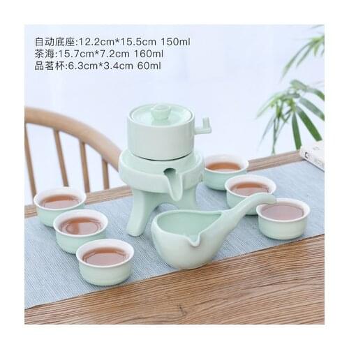 Ceramics Tea Set Home Stone Mill Creative Ceramic Teapot Kung Fu Teacup Semi-automatic Lazy Tea Maker High Quality Drinkware