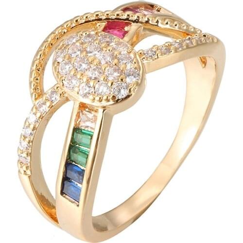 Ring Rainbow Series Color Zircon Ring Fashion Personality Line Rainbow Handicraft European and American Jewelry