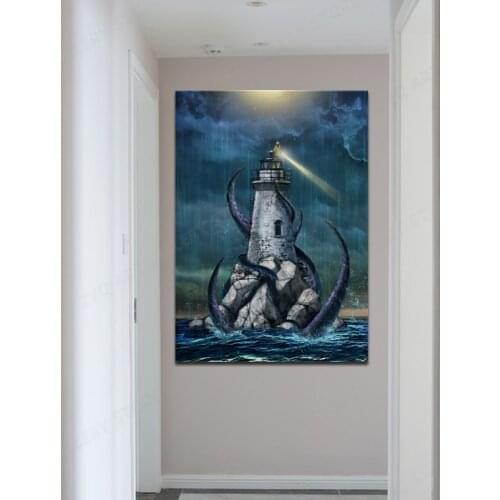 Kraken Isle Canvas Decoration Prints Poster Pictures Home Decor Living Room Bedroom Art Painting Anmie Abstract