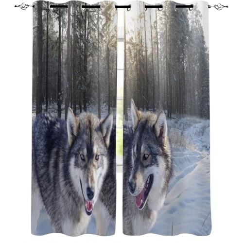 Forest Animal Wolf Winter Curtains For Living Room Window Curtain For Bedroom Modern Interior Home Decoration