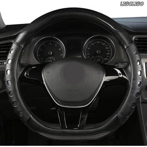LIGOLIGO Microfiber Leather Car Steering Wheel Cover For Jaguar XF XE F Pace XJ X-type Ruitar E Pace Emblem S-type