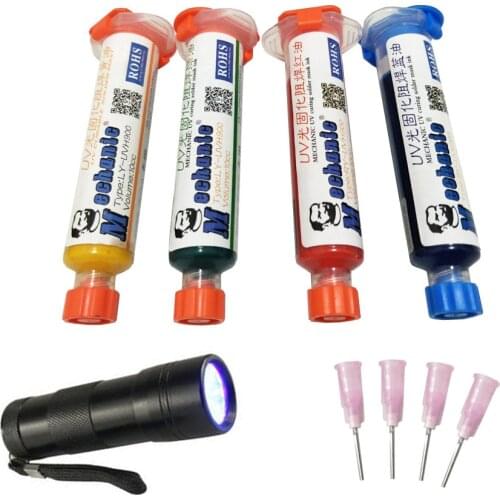 MECHANIC 4pcs High Quality Welding Tool+UV Lamp Paint For PCB Circuit Board Protect Soldering Paste Flux Oil PCB Soldering