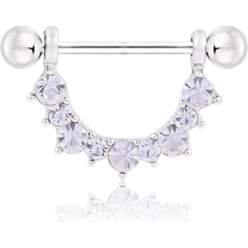 Fashion Personality Sexy U-shaped Zircon Nipple Rings for Women Barbell Body Piecing Jewelry