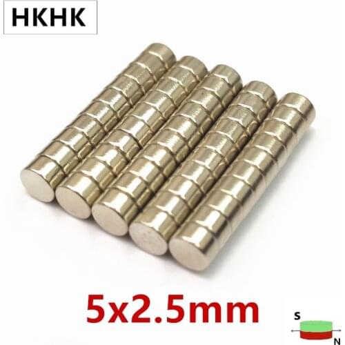 50-1000p Small Round Neodymium Disc Magnets 5x2.5 Dia N42 Strong Rare Super Powerful Earth Magnet 5x2.5 mm magnetic stand